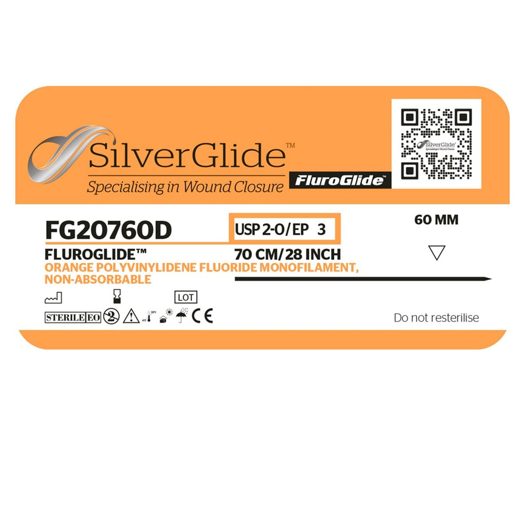 Sutur FG20760D Orange Polyvinylidenflourid, 36 stk