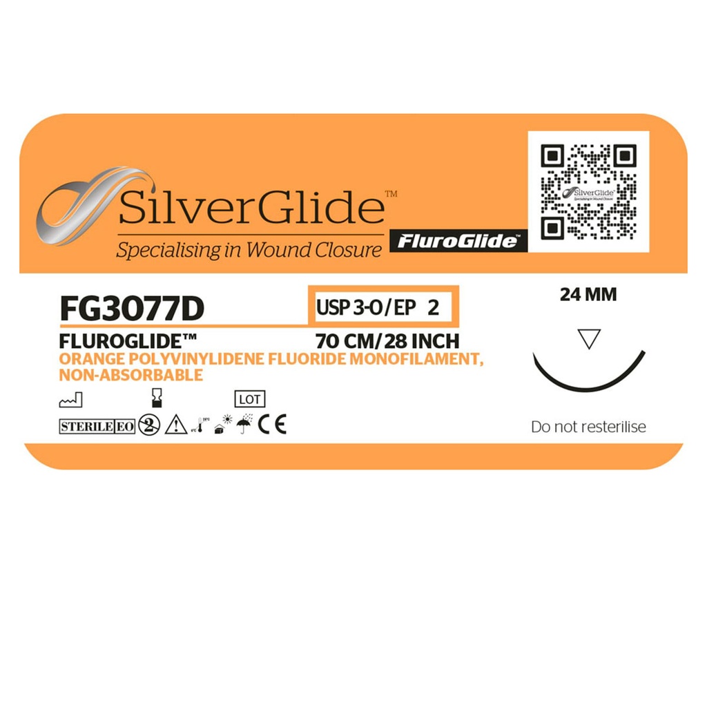 Sutur FG3077D Orange Polyvinylidenflourid, 36 stk