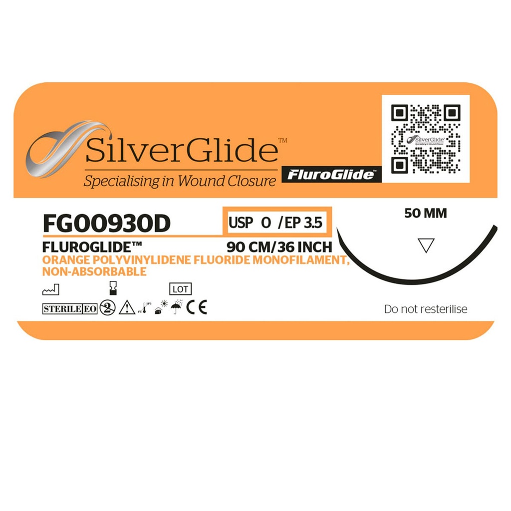 Sutur FG00930D Orange polyvinylidenflourid, 24 stk
