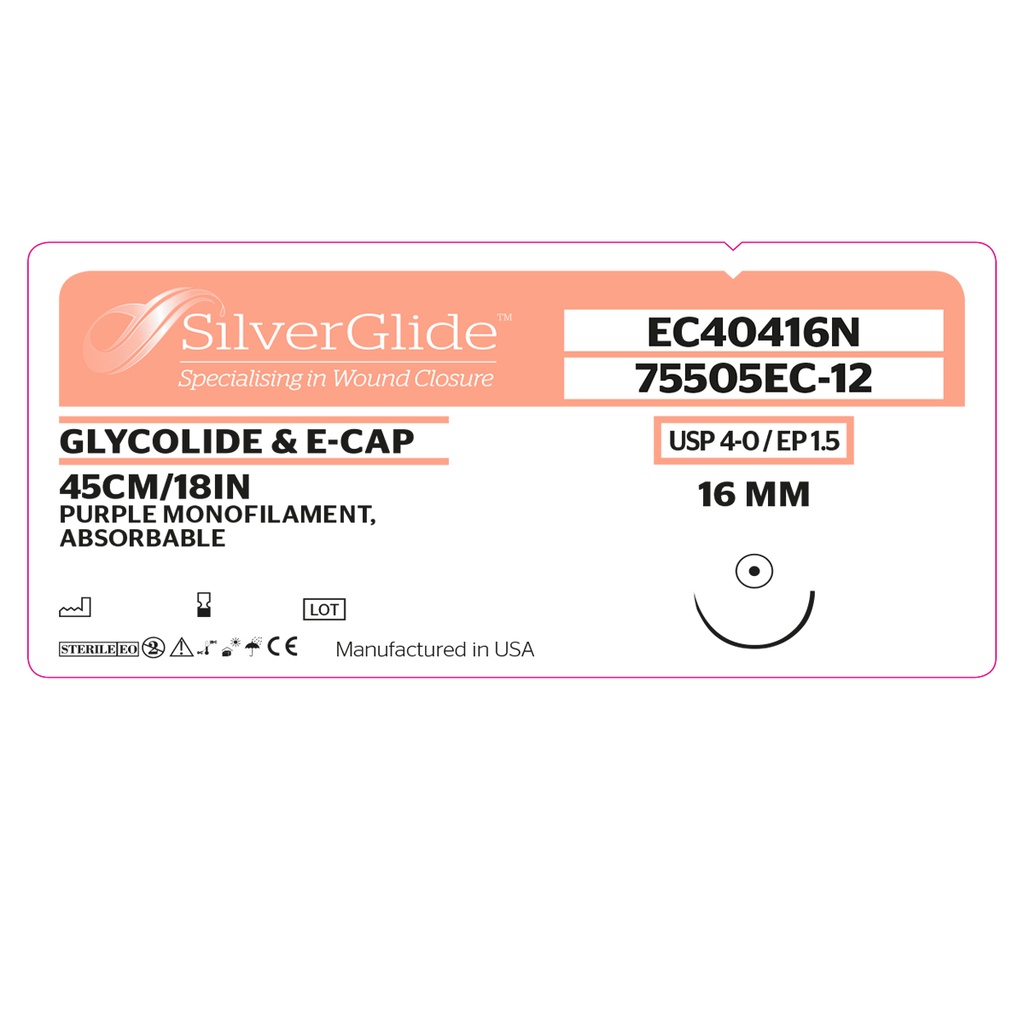 Sutur EC40416N Glycolide & e-Cap 12 stk.